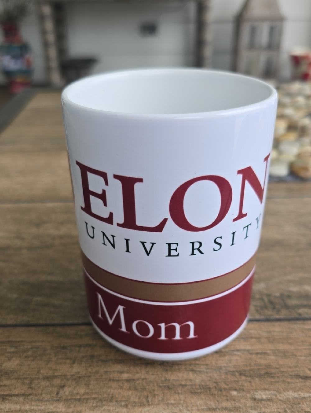 Elon University Mom Ceramic Coffee Mug - White and Maroon